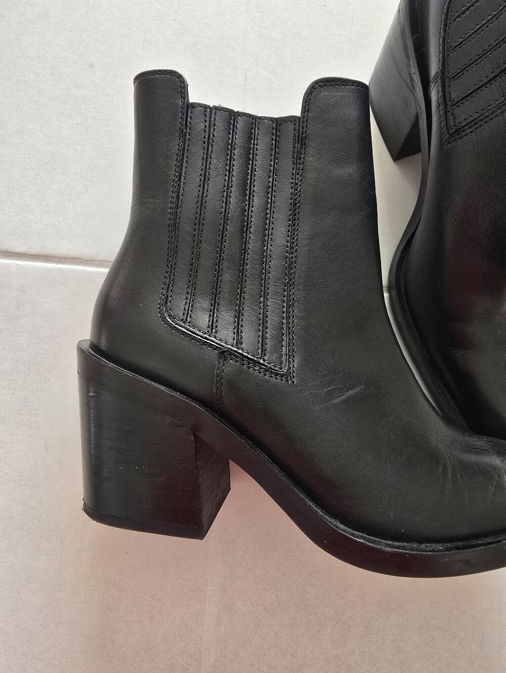 Zara Pointed Toe Leather Cowboy Bootie Size 9 - Picture 10 of 12